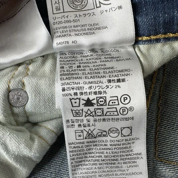 Levis 505 Denim Blue Jeans Mens 36 X 34 Medium Wash Straight Leg Mid Rise - Picture 7 of 14